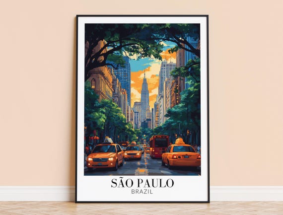 Sao Paulo Print Brazil Wall Art Poster Paul Travel Home Decor Wedding Housewarming Gift Framed Or Unframed Personalised