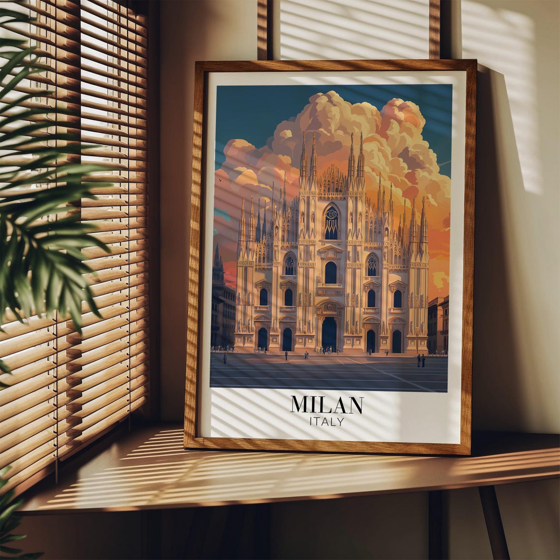 Milan Duomo Cathedral Sunset Dramatic Clouds Italy Landmark Poster - Image 4