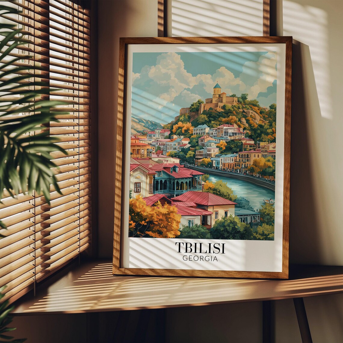 Tbilisi Georgia Colorful Old Town and Hilltop Church Travel Poster - Image 3
