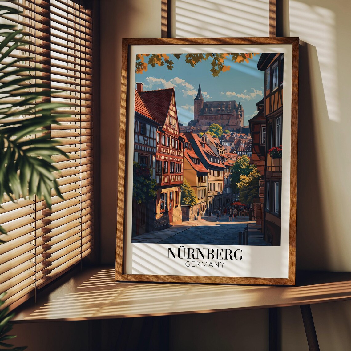 Nuremberg Castle Cobblestone Old Town Street Bavaria Germany Poster - Image 4