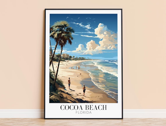 Cocoa Beach Florida Palm Trees Beach Stroll Summer Travel Poster