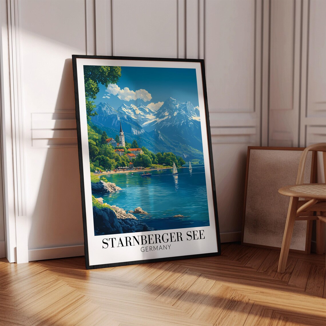 Starnberger See Bavaria Lakeside Village Church And Beach Poster - Image 2