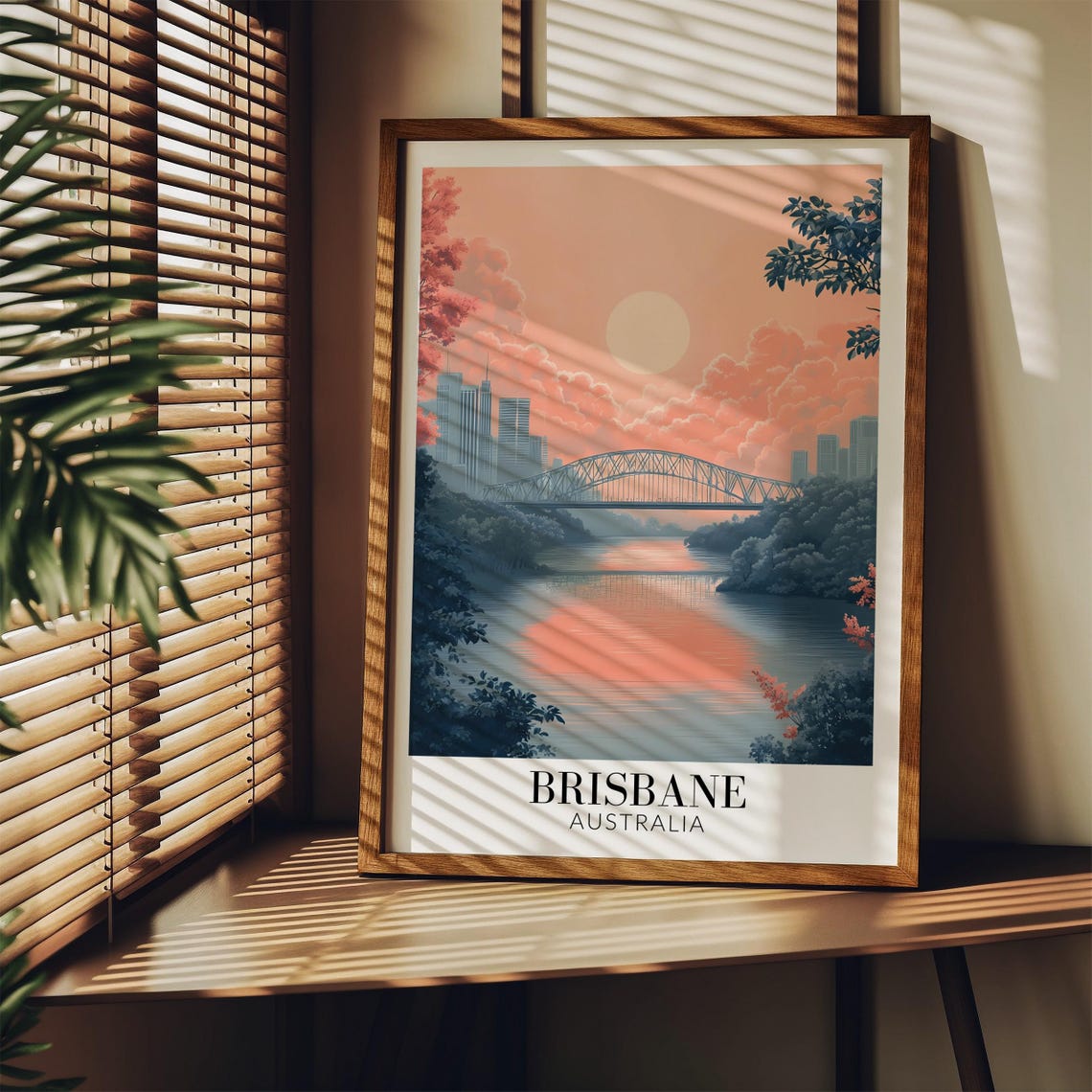 Brisbane Australia Sunset River Bridge Pastel Sky Travel Poster - Image 4