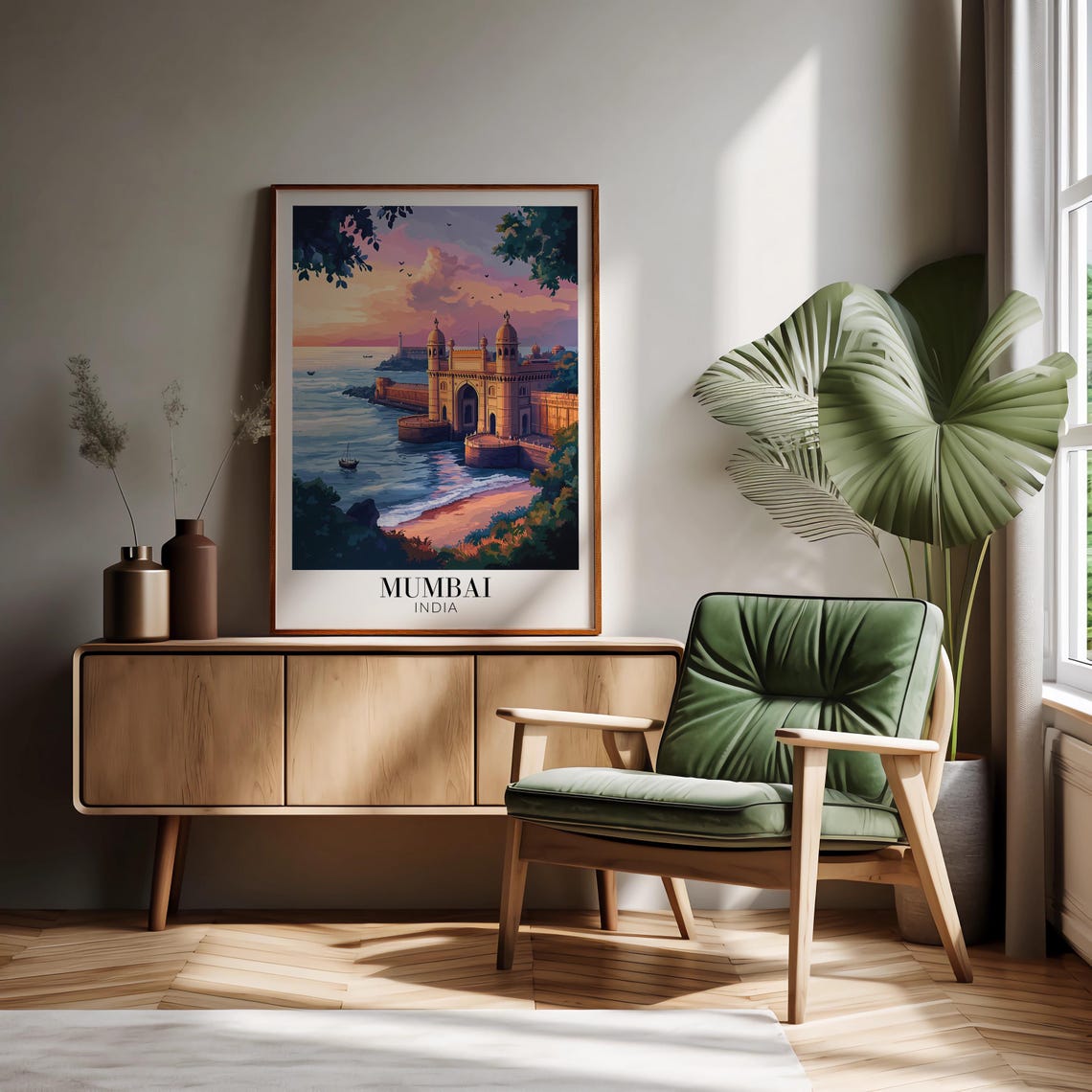 Mumbai India Gateway of India Dawn Seaside Fort View Art Poster - Image 2