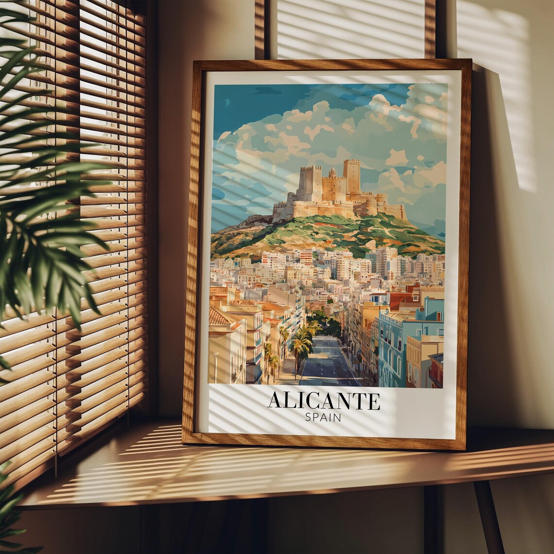 Alicante Spain Santa Barbara Castle Hilltop View Travel Poster - Image 2
