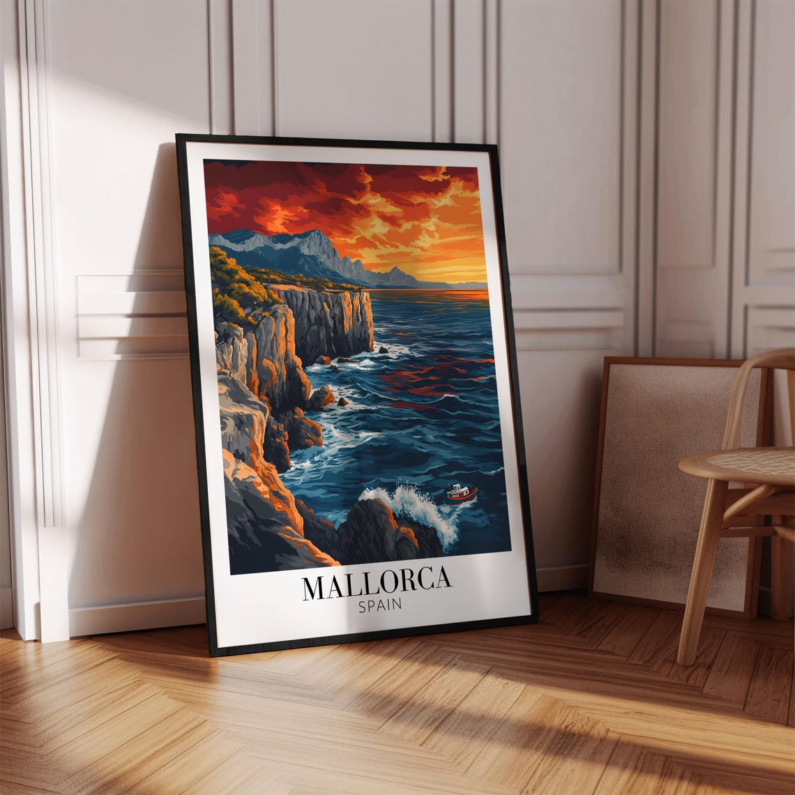 Mallorca Spain Dramatic Cliffs Sunset Coastline Travel Poster - Image 3