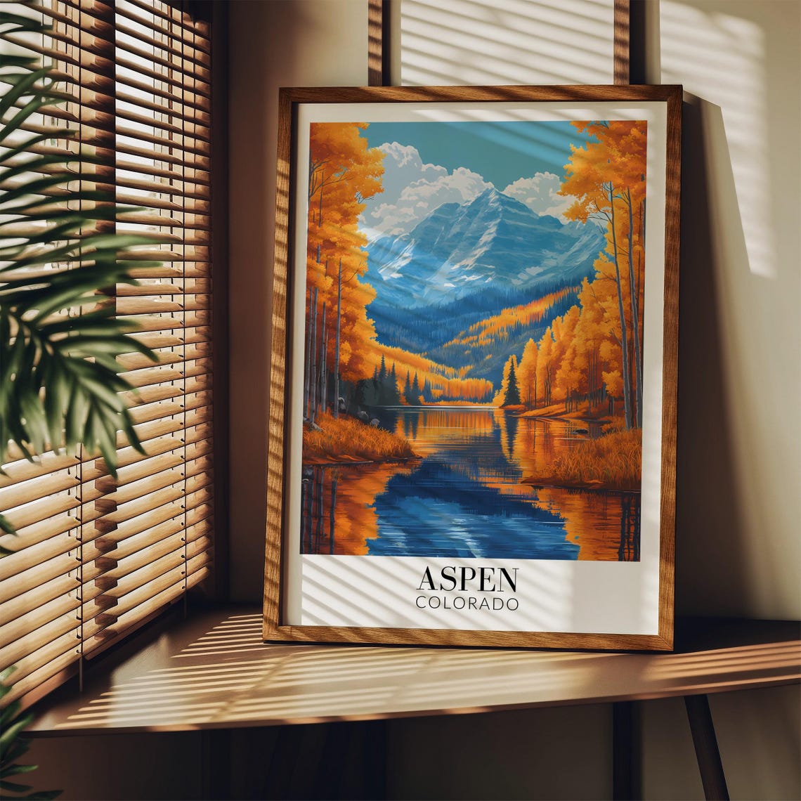 Aspen Colorado Golden Autumn Aspens Lake Reflection Travel Poster - Image 3