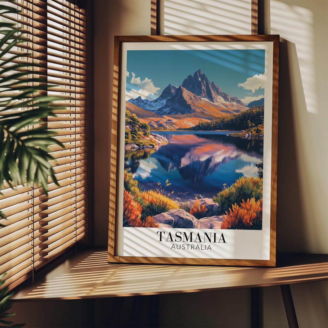 Tasmania Mirror Lake Mountain Peaks Reflection Australia Travel Poster - Image 4