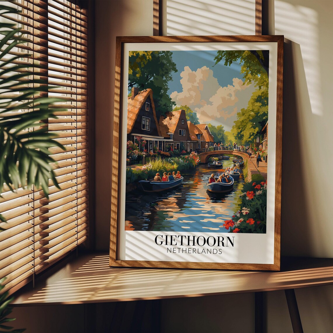 Charming Giethoorn Netherlands Canal Boats Village Travel Poster - Image 4