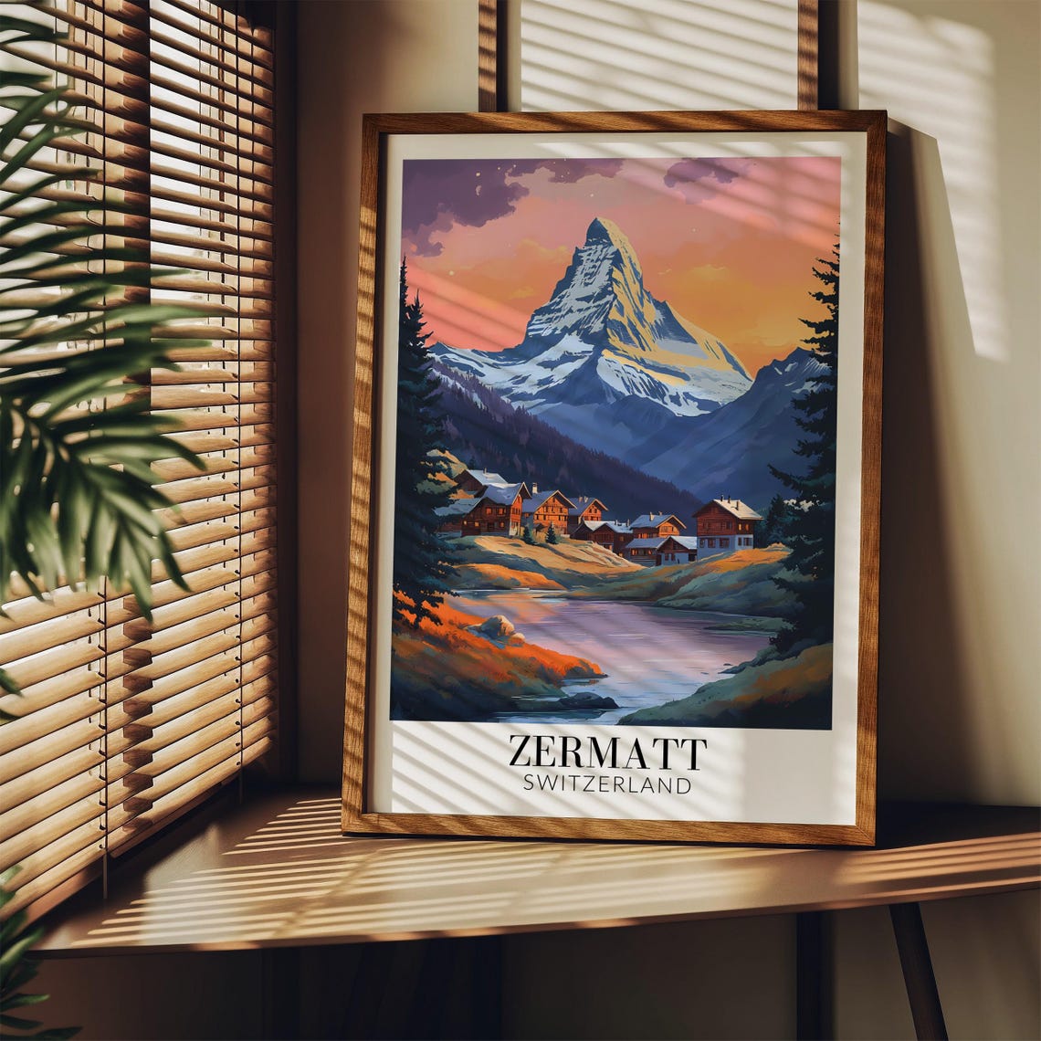 Zermatt Switzerland Matterhorn Sunset Over Alpine Lake Poster - Image 3