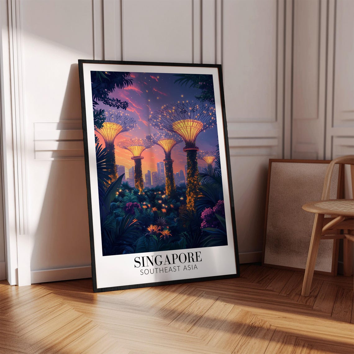 Singapore Gardens by the Bay Supertrees Sunset Glow Travel Poster - Image 4