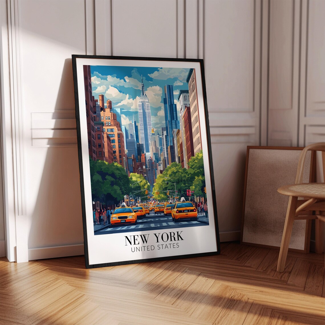 New York Manhattan Yellow Taxis Empire State Day Travel Poster - Image 4