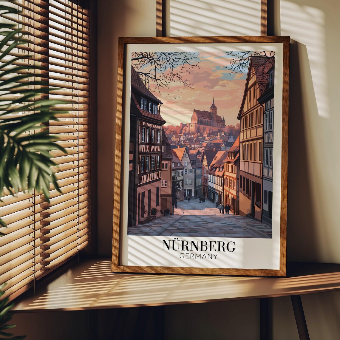 Nürnberg Germany Old Town Street Sunset Vintage Travel Poster - Image 4