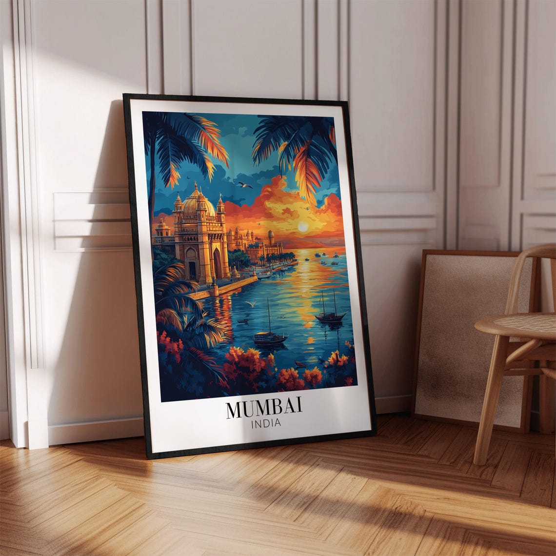 Mumbai India Gateway of India Sunset Harbor Illustration Poster - Image 4