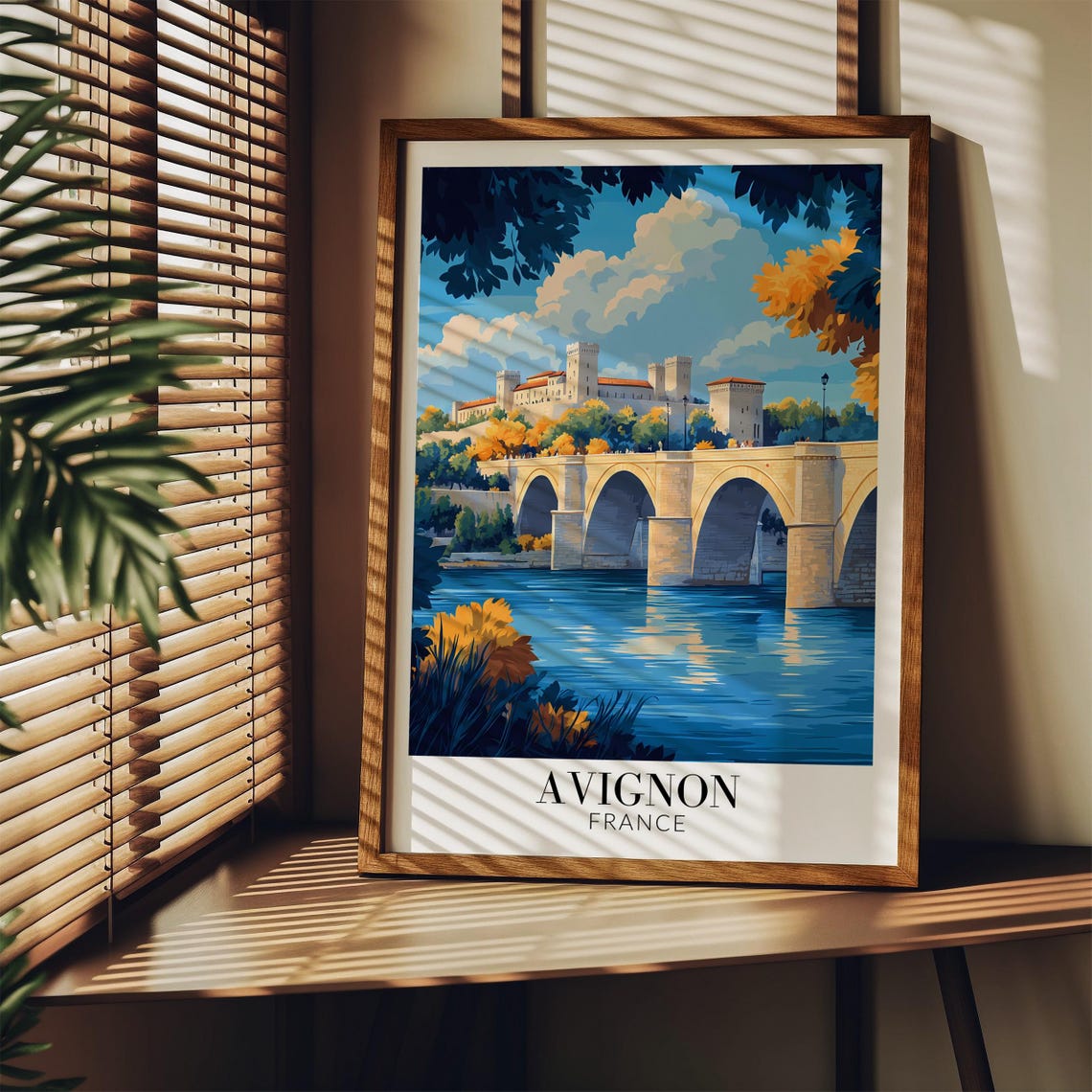 Avignon France Bright Blue Daytime Bridge Palace Riverside Poster - Image 3