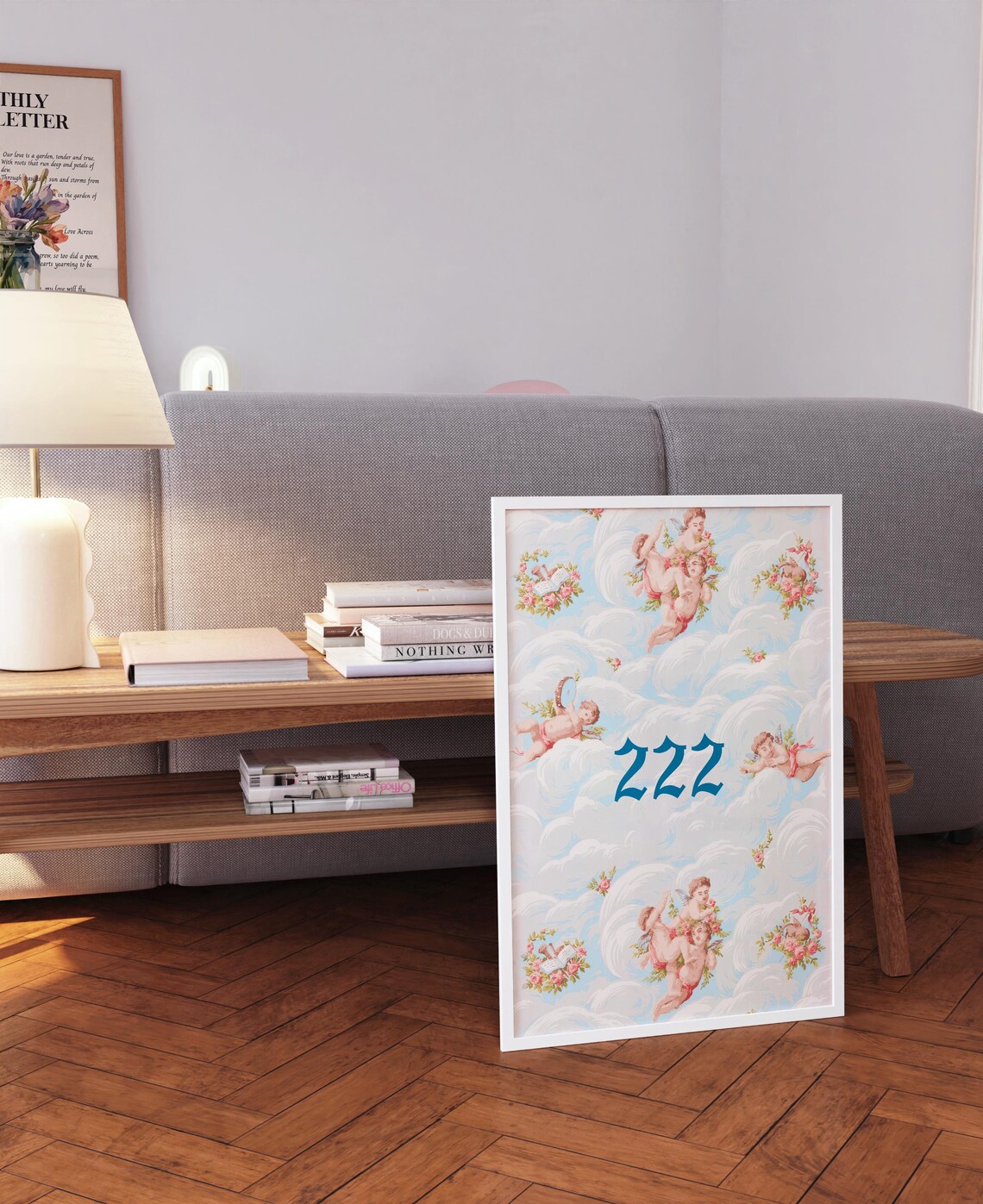 Angel Number 222 Cherubs In Clouds Spiritual Affirmation Poster - Image 5
