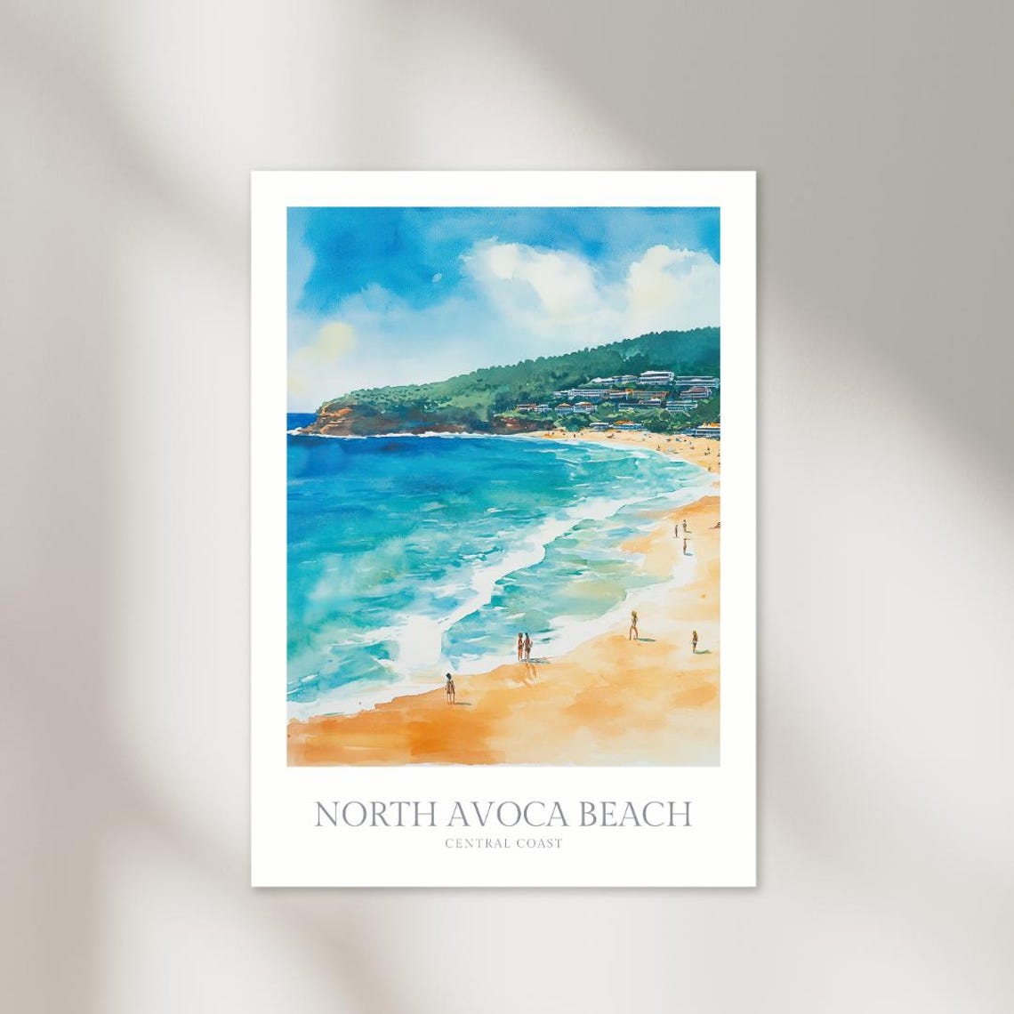 North Avoca Beach Central Coast Surf Watercolor Travel Poster