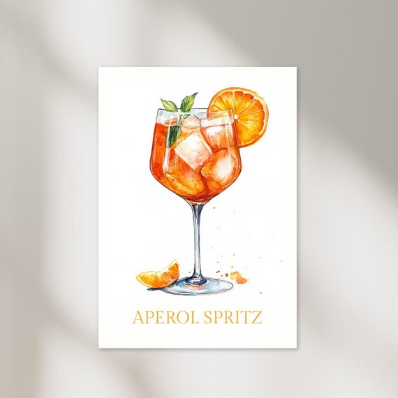 Aperol Spritz Watercolor Italian Orange Cocktail Citrus Art Print