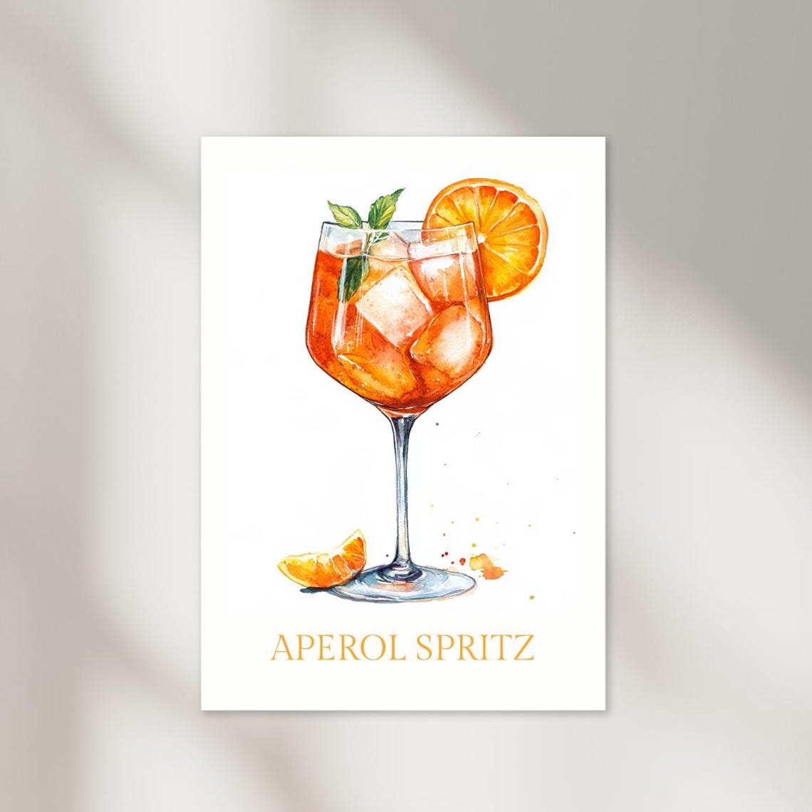 Aperol Spritz Watercolor Italian Orange Cocktail Citrus Art Print