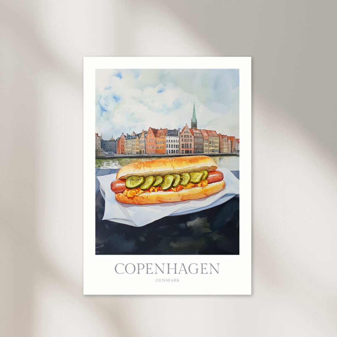 Copenhagen Denmark Watercolor Travel Poster Print