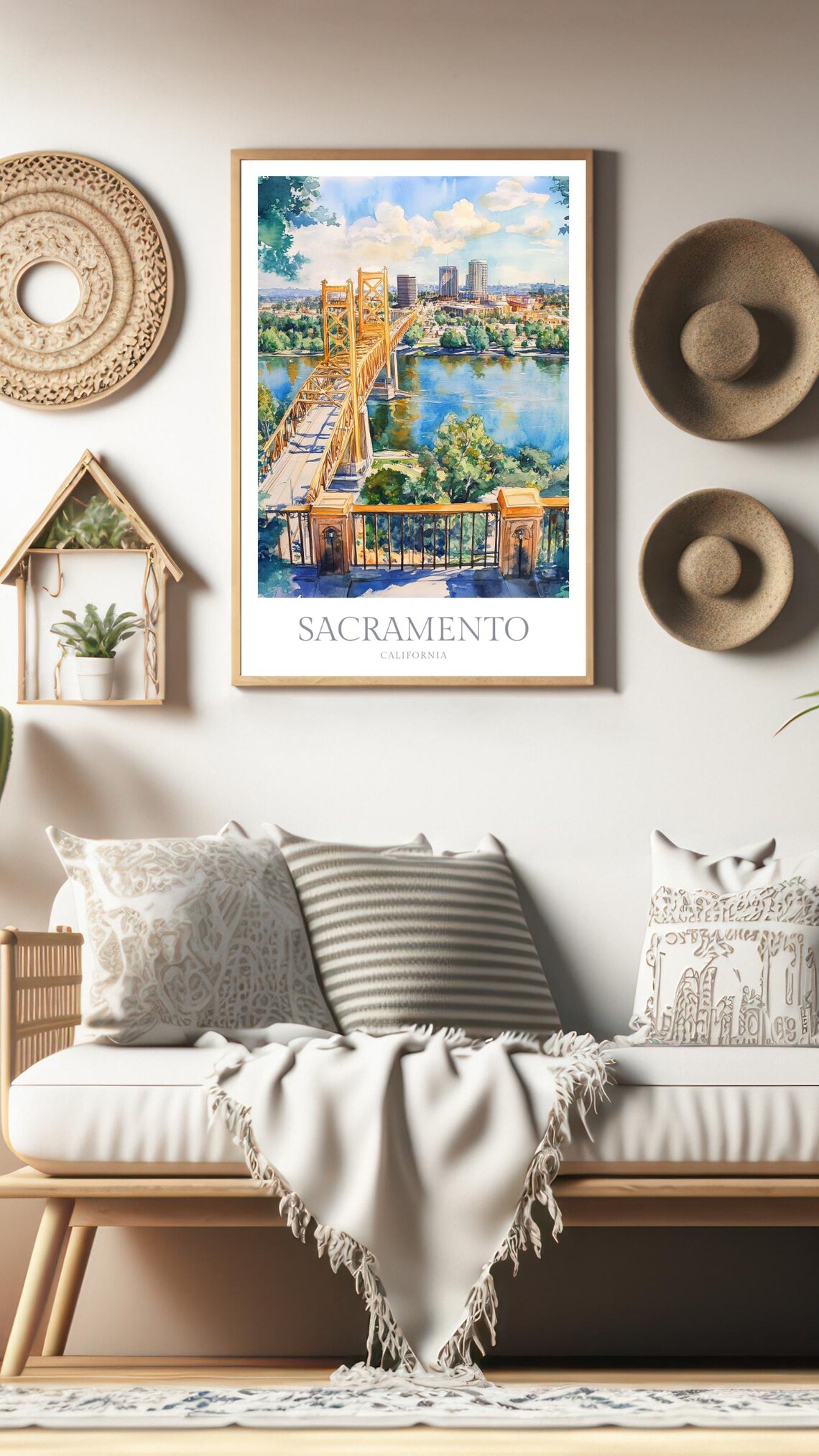 Sacramento California Watercolor Travel Poster Art Print - Image 3