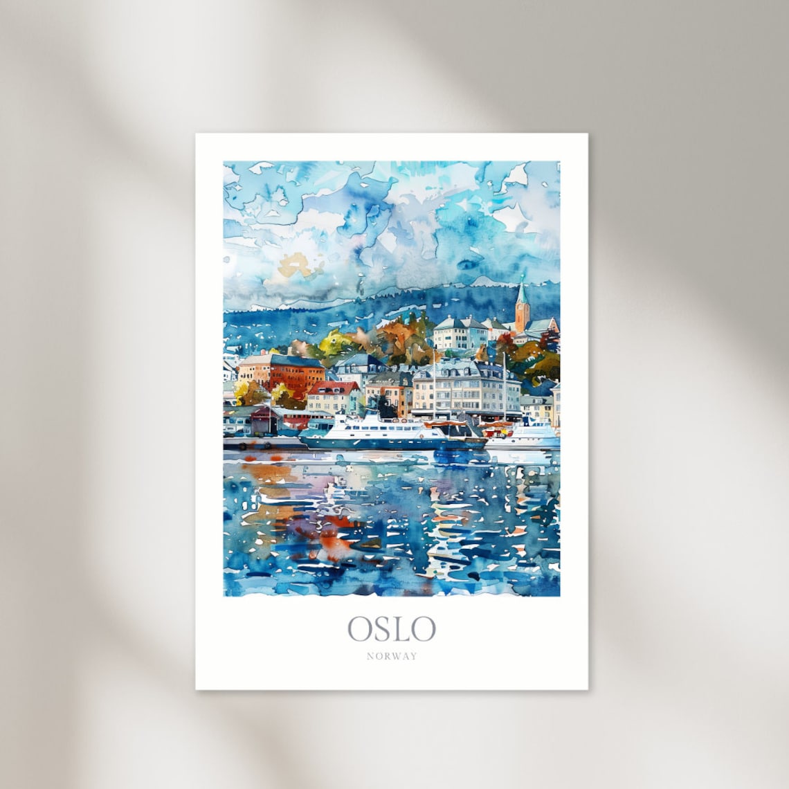 Oslo Norway Watercolor Travel Poster