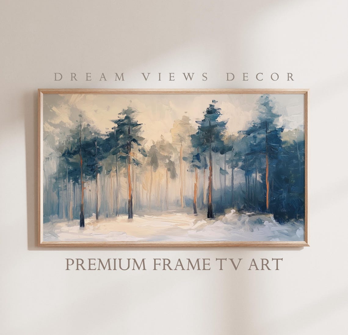 Snowy Pine Forest Fir Trees Winter Impressionist Oil Painting Poster