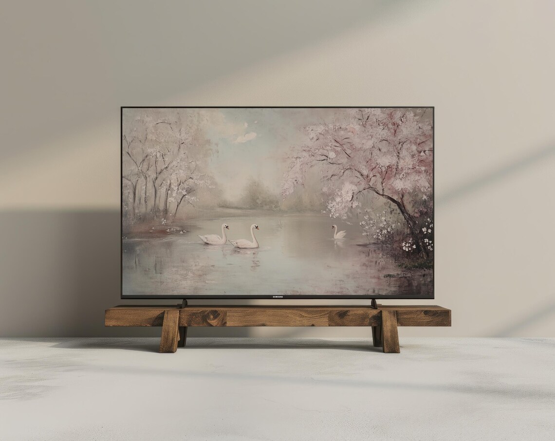 Spring Swan Illustration, Vintage Oil Painting Print - Image 3