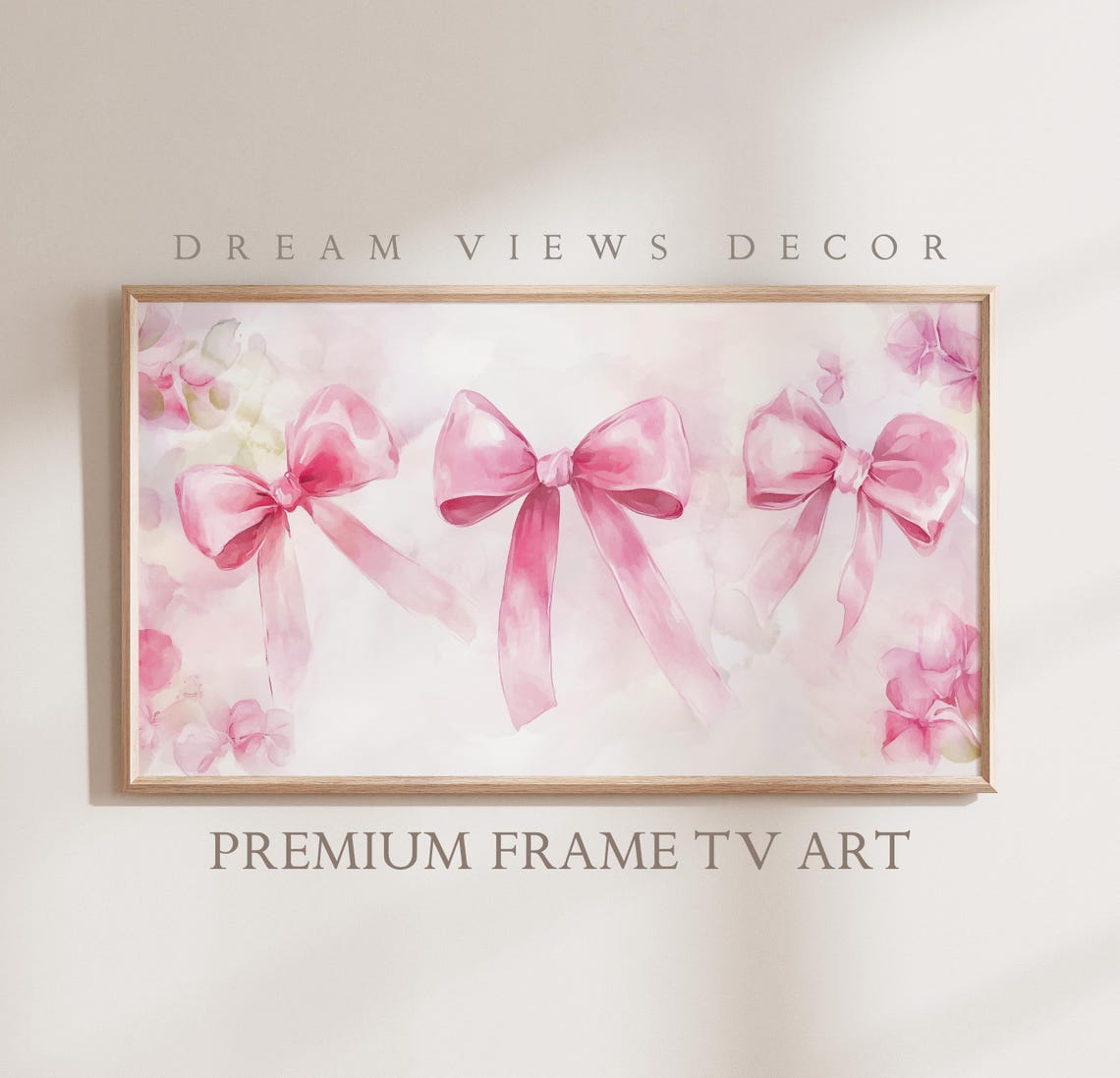 Frame Tv Art For Frame Tv Baby Shower Gender Reveal Frame Tv Art Pink Bows Art For Tv Neutral Watercolor Frame Tv Art Baby Girl