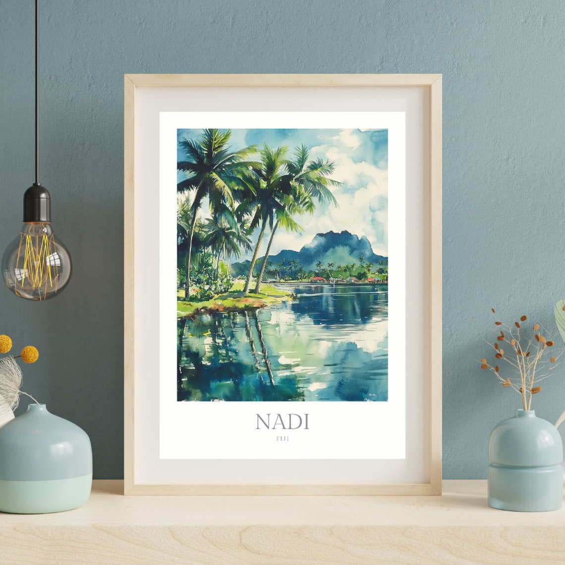 Nadi Fiji Watercolor Poster Fiji Wall Art Home Decor Fiji Poster Nadi Fiji Travel Poster Nadi - Image 2