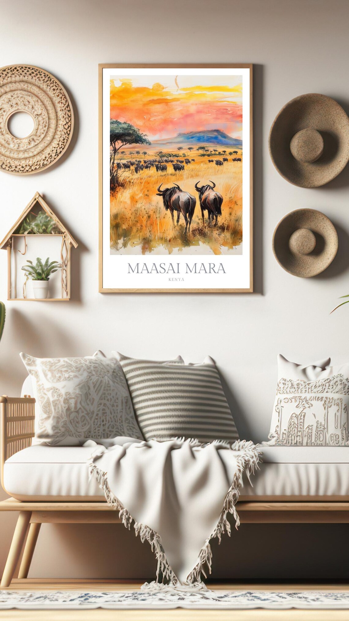 Maasai Mara Kenya Watercolor Travel Poster - Image 3