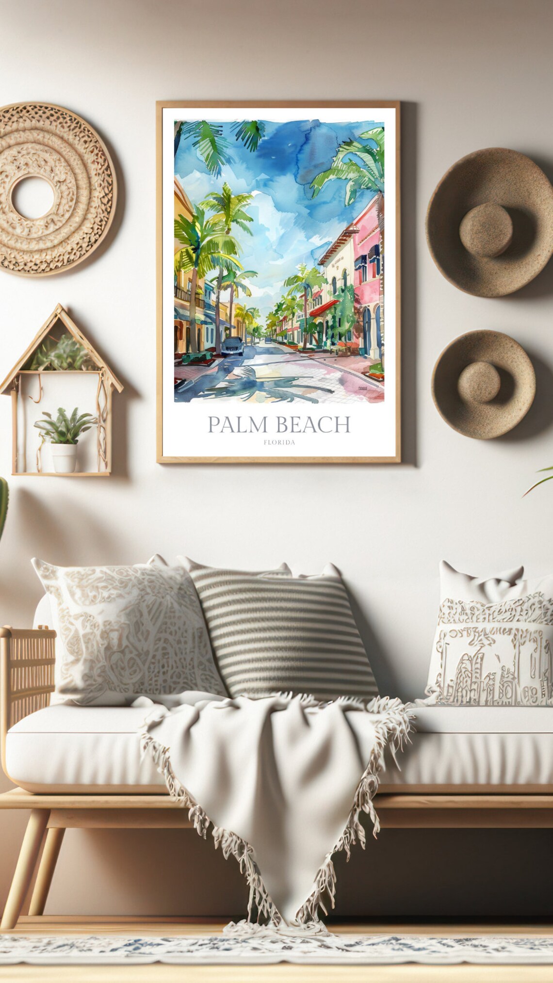 Palm Beach Florida Watercolor Travel Poster - Image 2