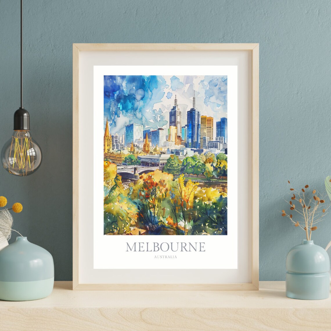 Melbourne Australia Watercolor Travel Poster - Image 2