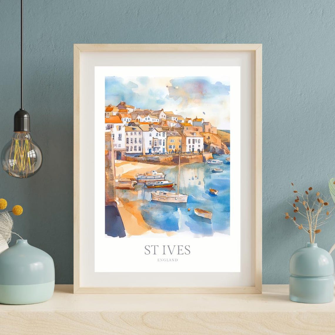 St Ives England Harbor Boats Watercolor Cornwall Travel Poster - Image 2
