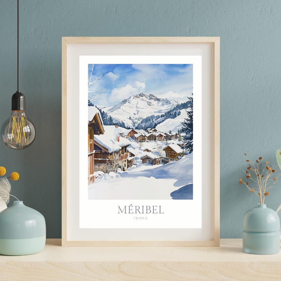 Mribel France Watercolor Poster Meribel Wall Art Home Decor Meribel Poster France Wall Art Print - Image 2