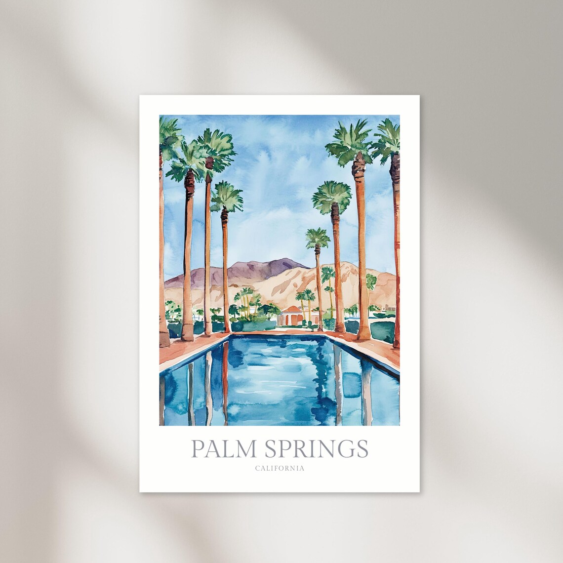Palm Springs California Watercolor Poster Print