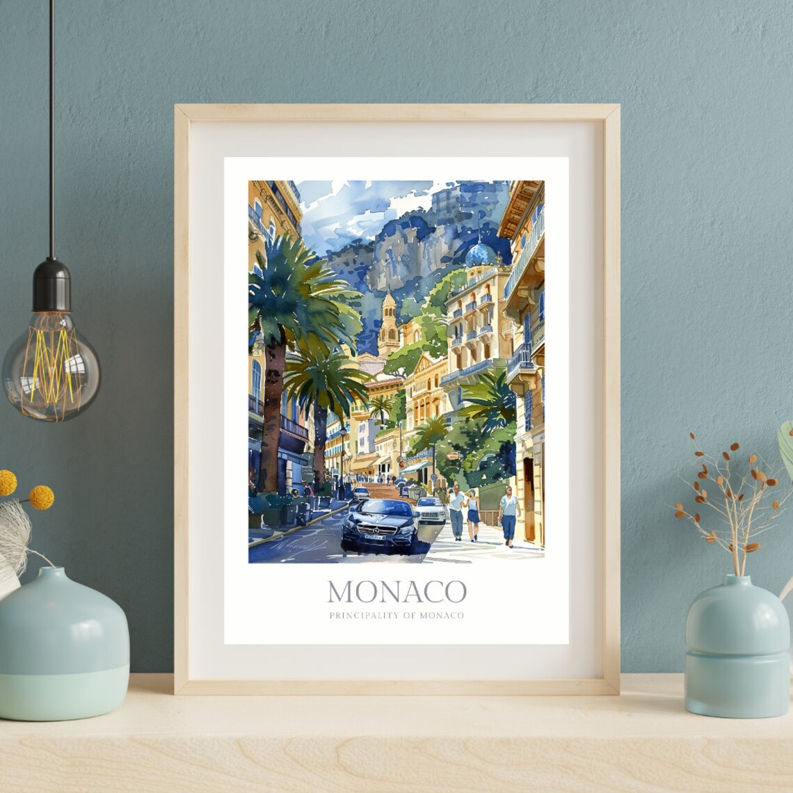 Monaco Watercolor Travel Poster, Principality Of Monaco - Image 2