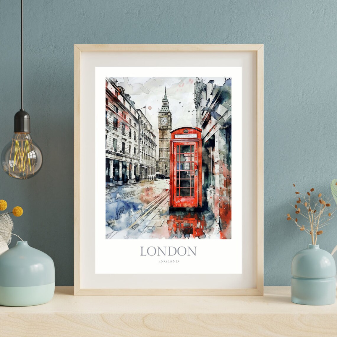London England Watercolor Travel Poster Art Print - Image 2