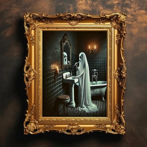 Spooky Halloween Toilet Bathroom Decor Art Print