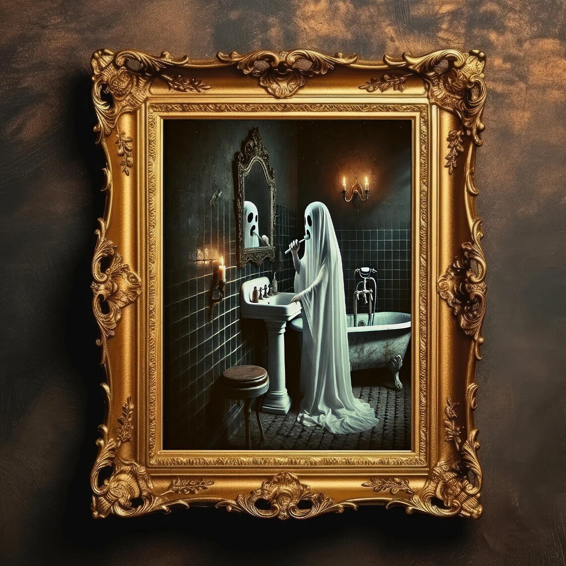 Spooky Halloween Toilet Bathroom Decor Art Print