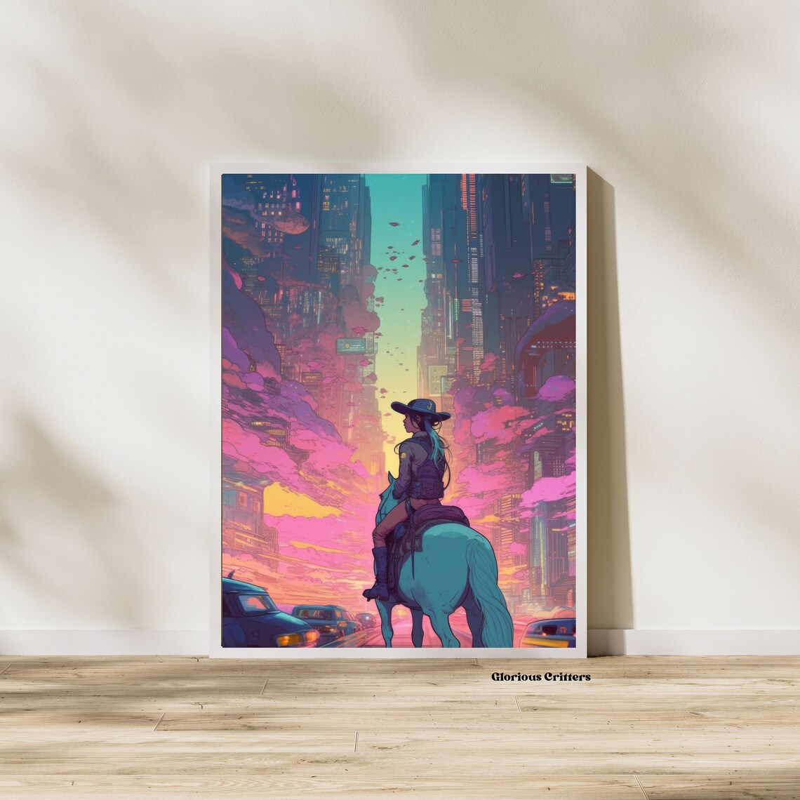 Cowgirl Art Decor, Pink Vintage Western Print