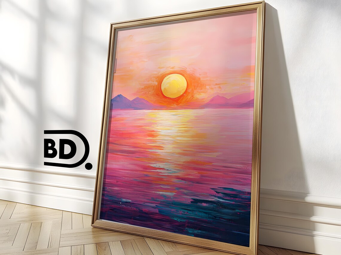 Abstract Modern Sunset Landscape, Coastal Decor - Image 3