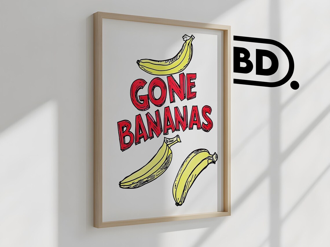 Gone Bananas, Cute Fruit Retro Kitchen Art Print - Image 2