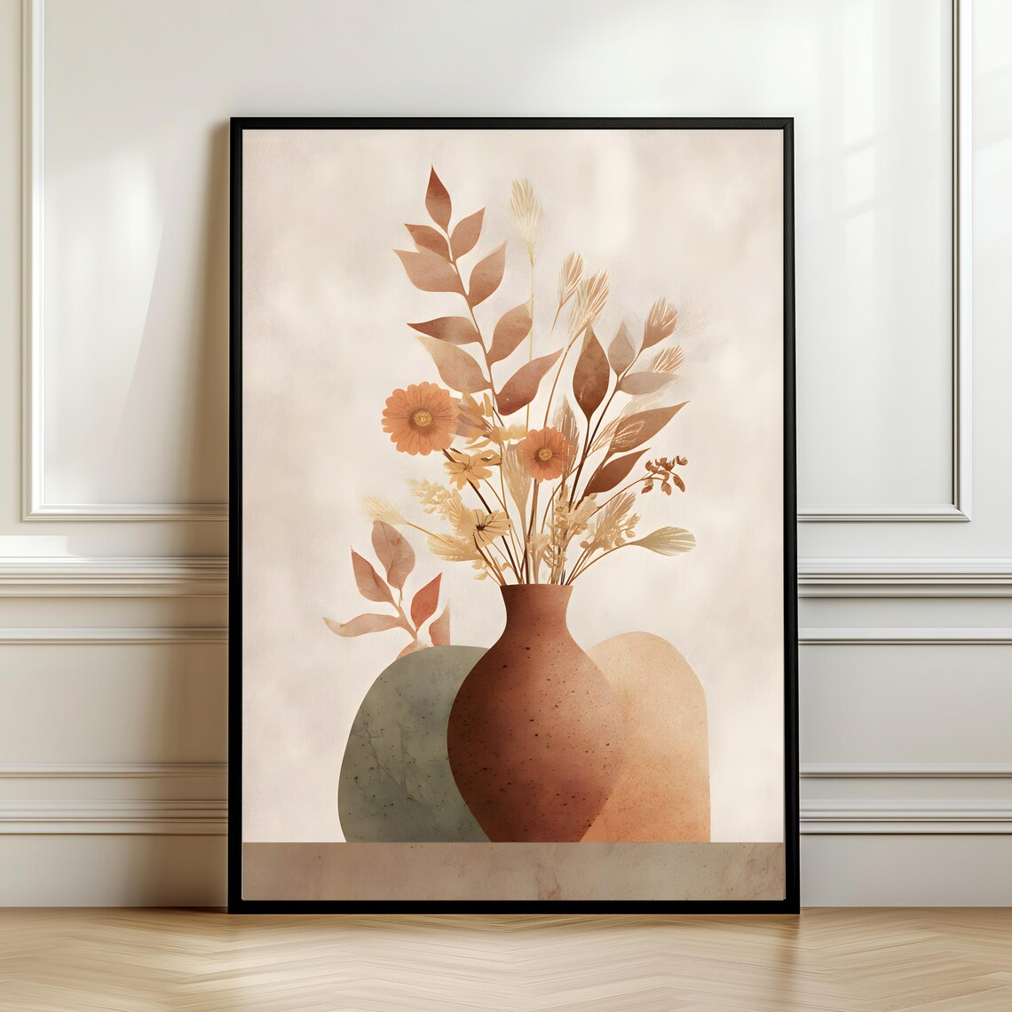 Boho Botanical Vase Art Print, Terracotta Decor