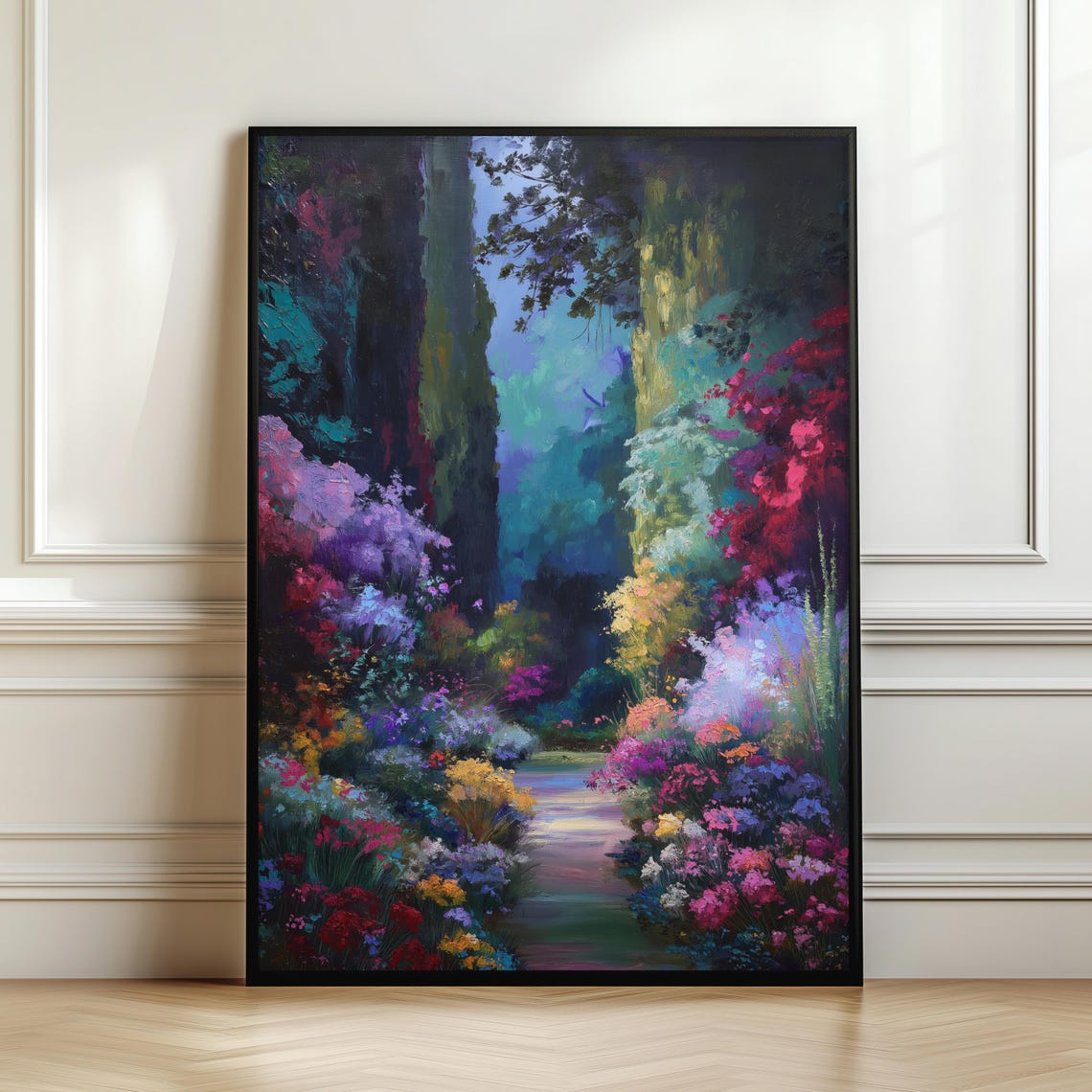 Secret Garden Path Colorful Flowers Enchanted Floral Art Poster