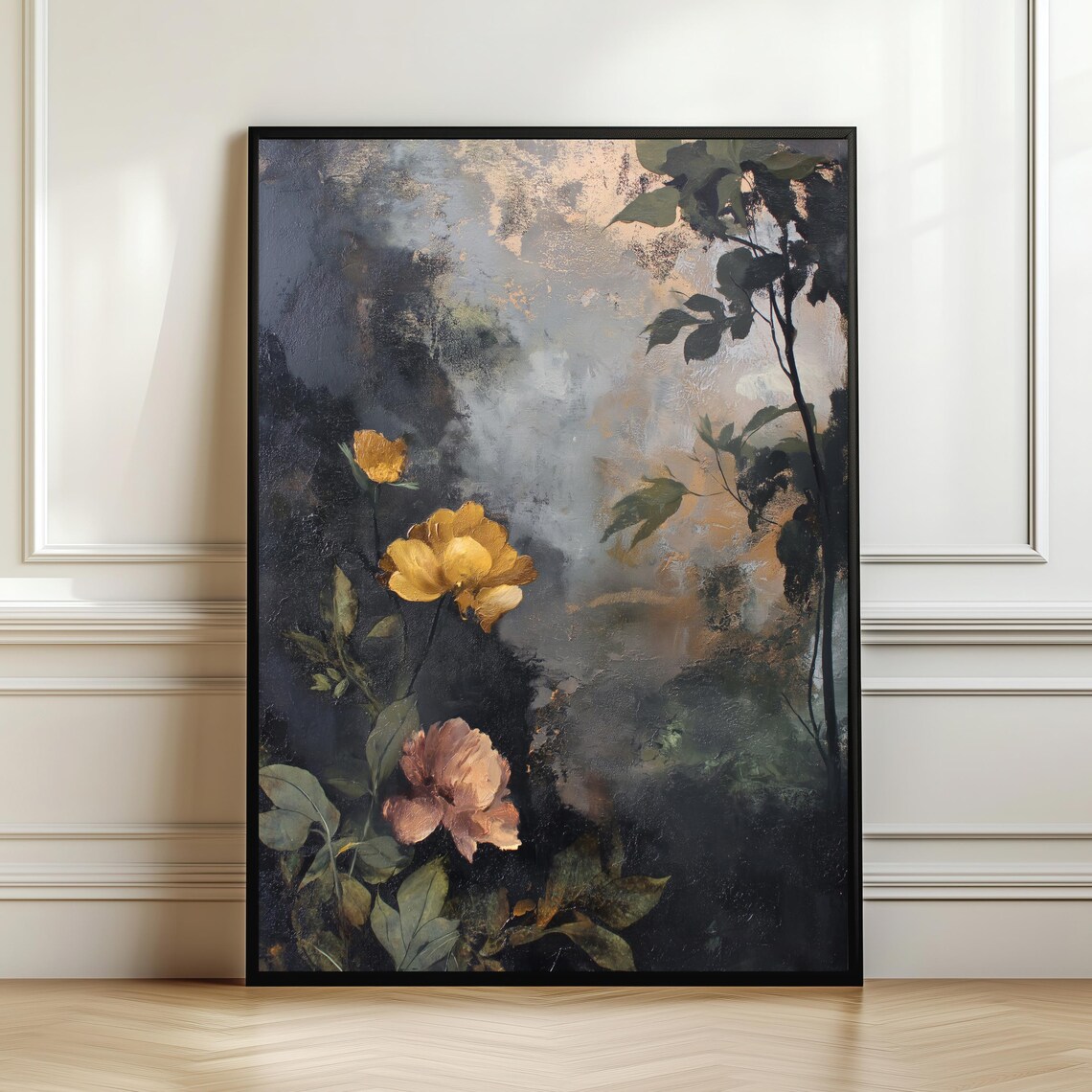 Dark Romantic Floral Art Print, Moody Botanical