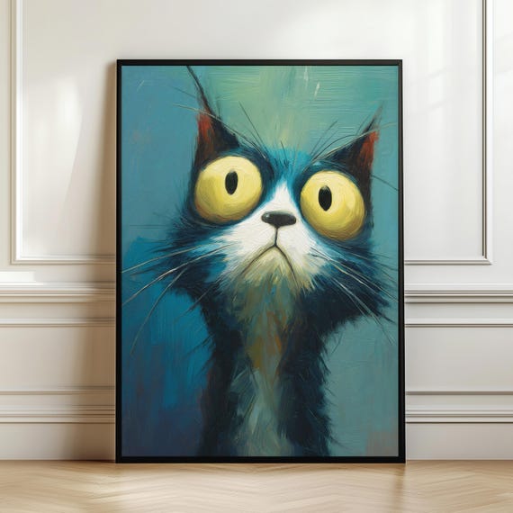 Whimsical Cat Wall Art Print Animal Funny Poster Quirky Pet Artwork Unique Gift For Lovers Printable Decor Digital Download