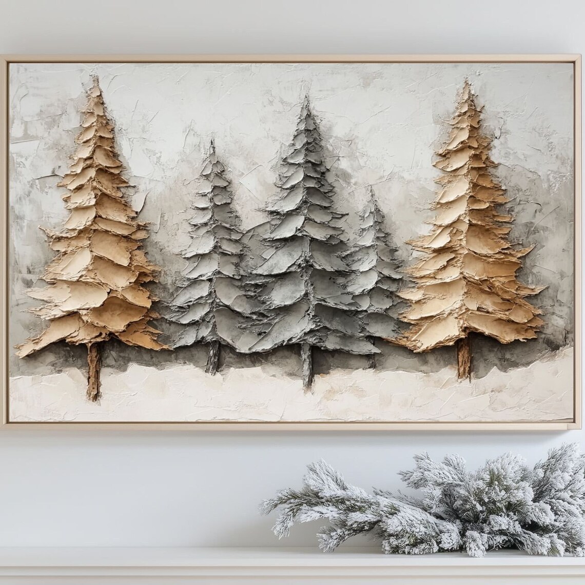 Muted Pine Trees, Vintage Primitive Christmas Trees