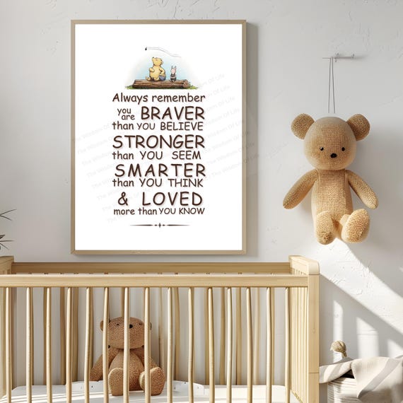 Winnie The Pooh Quote Nursery Print, Vintage Decor