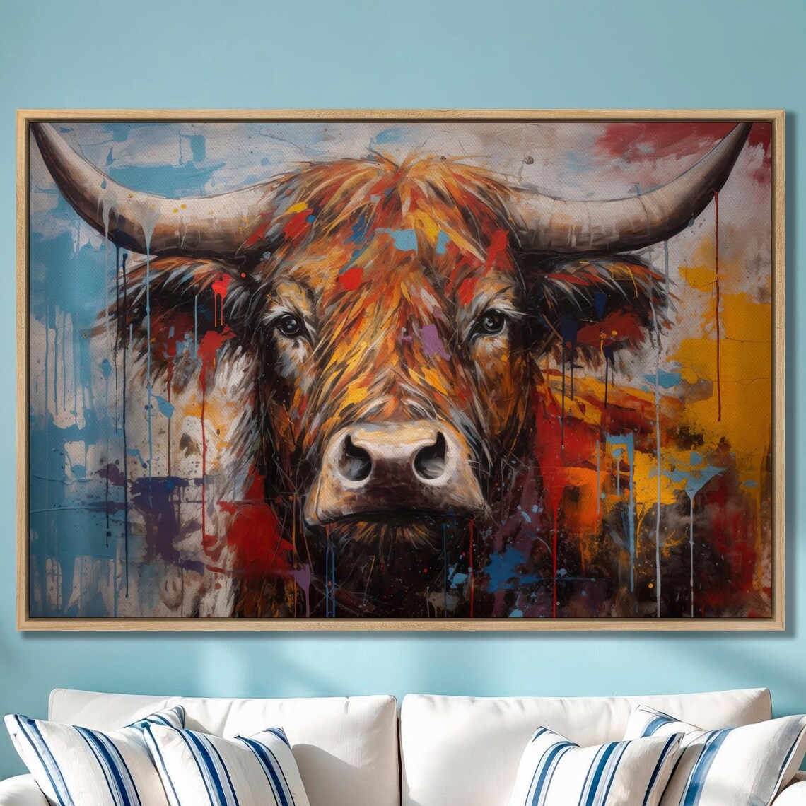 Abstract Cow Pop Art Oil Painting, Farmhouse Art Print